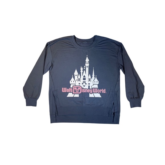 Disney Tops - Walt Disney World Cinderella Castle Graphic Sweatshirt Grey Pink